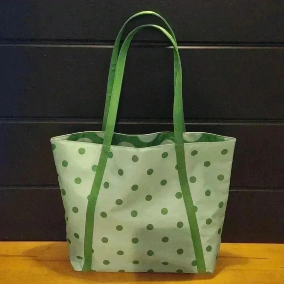 Kate Spade‎ Clinique green polka dot spring summer tote shoulder bag NWOT - Picture 3 of 4